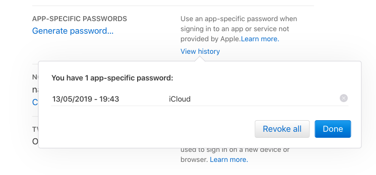 adding app specific password for mac office